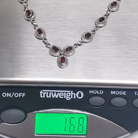 Vintage Garnet Necklace in 925 Silver - Picture 6 of 7